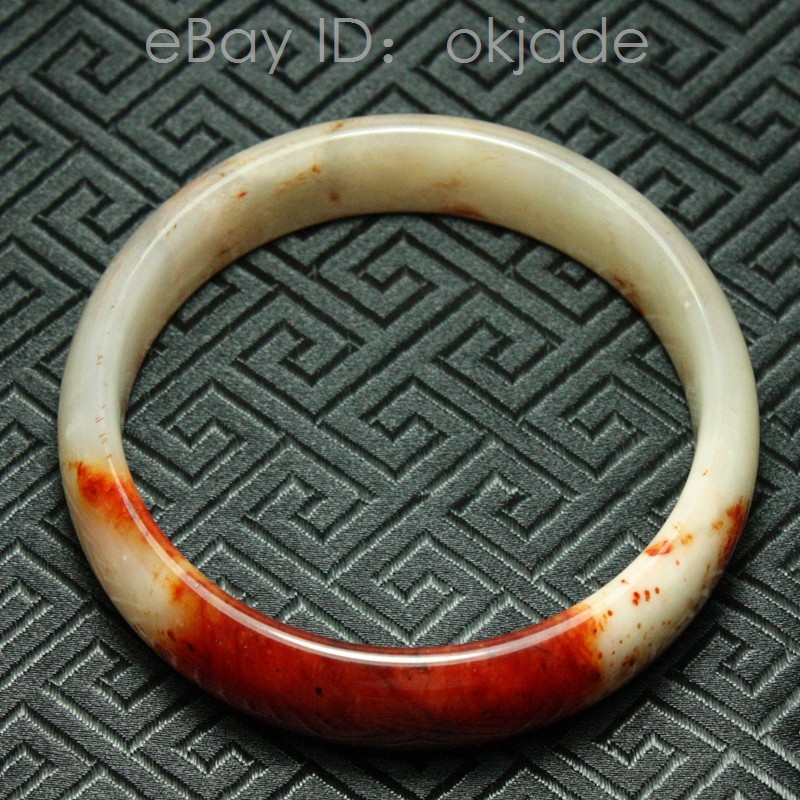 61mm Certified Beautiful Natural Grade A Red White Xiu Jade Bangle Bracelet 551