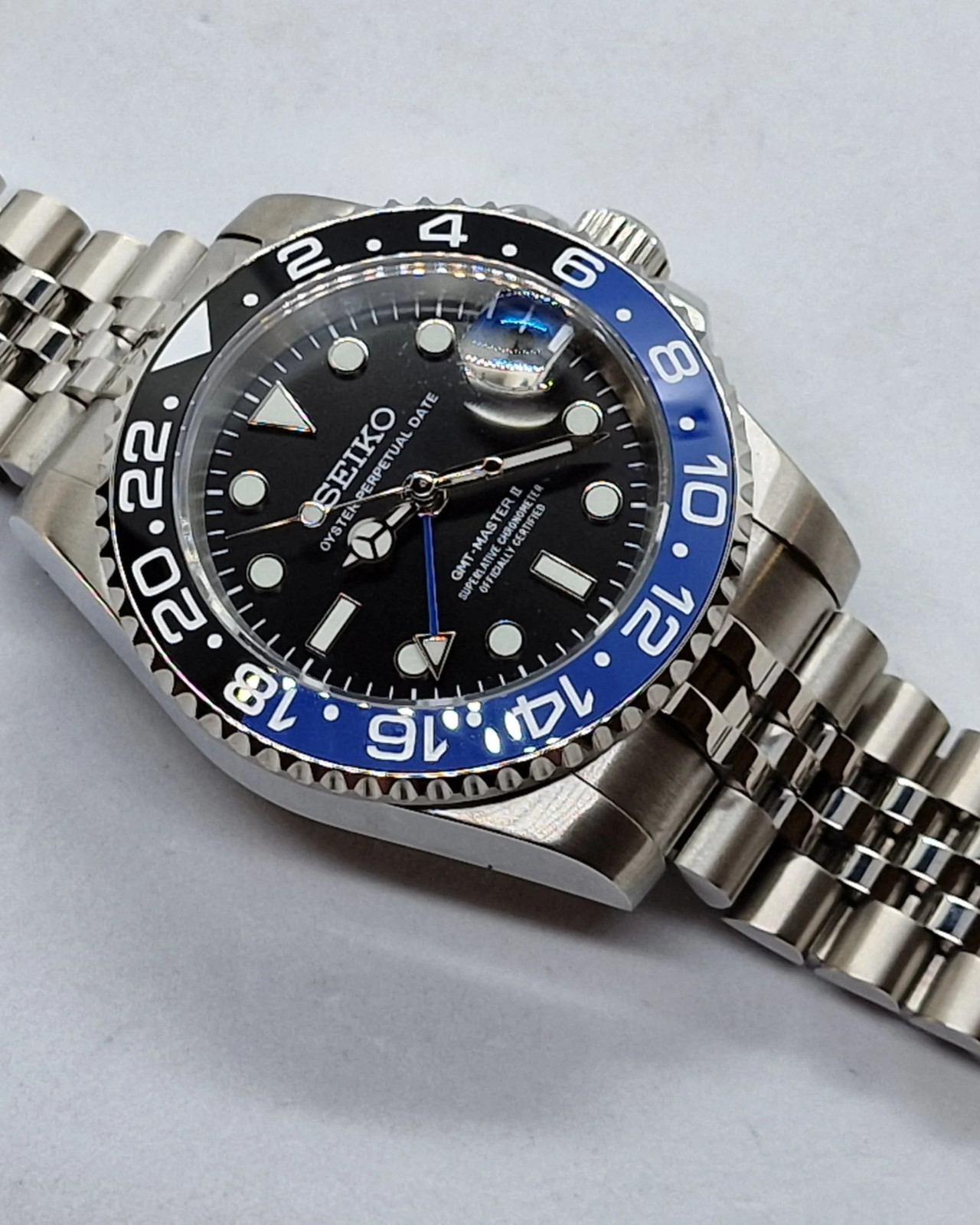 PrimeCrown Steel GMT Automatic | Blue/Black 24h Bezel | NH34