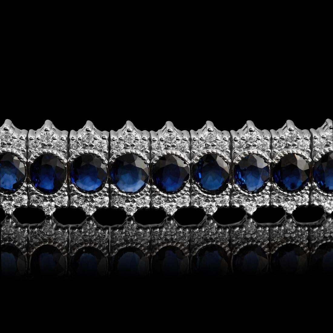 Royal Blue Bezel Set Oval Cut 23.14CT Sapphire With 5.16CT CZ Tennis Bracelets