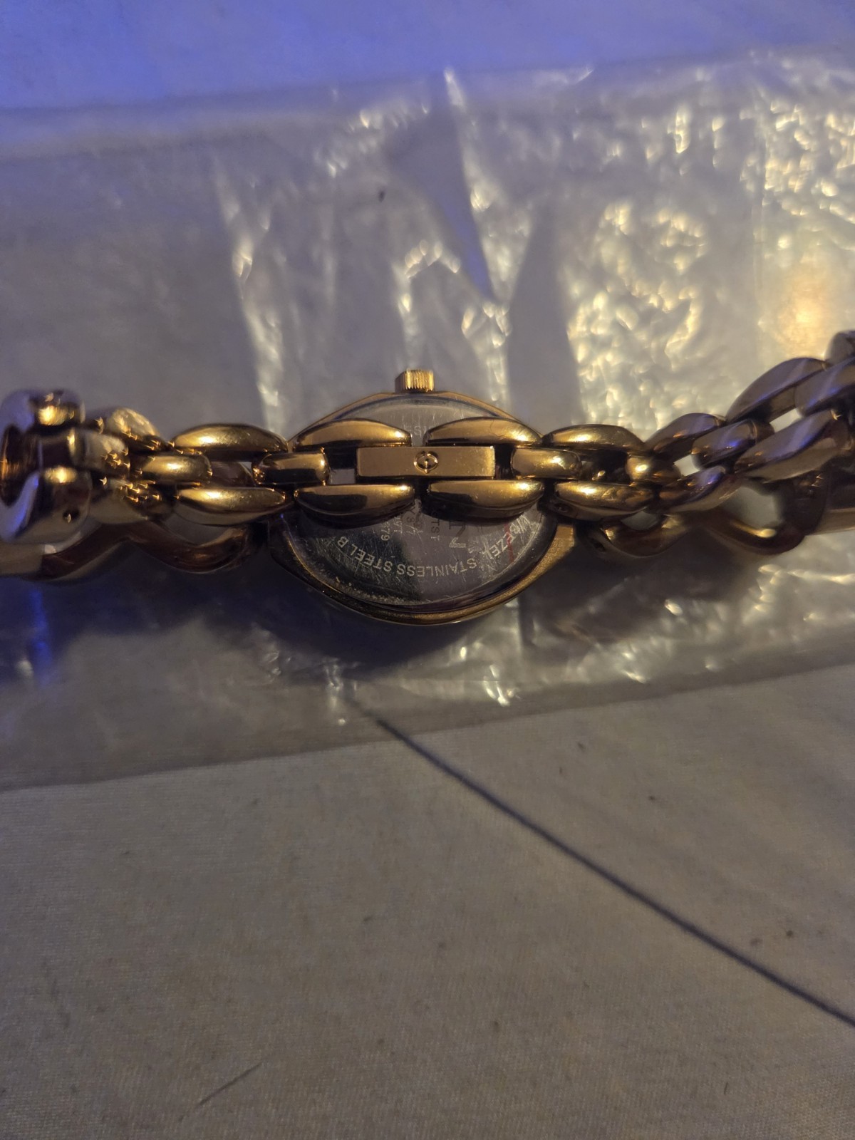 Elgin Women’s Quartz Analog Oval Watch Blue Dial Gold Tone Bracelet