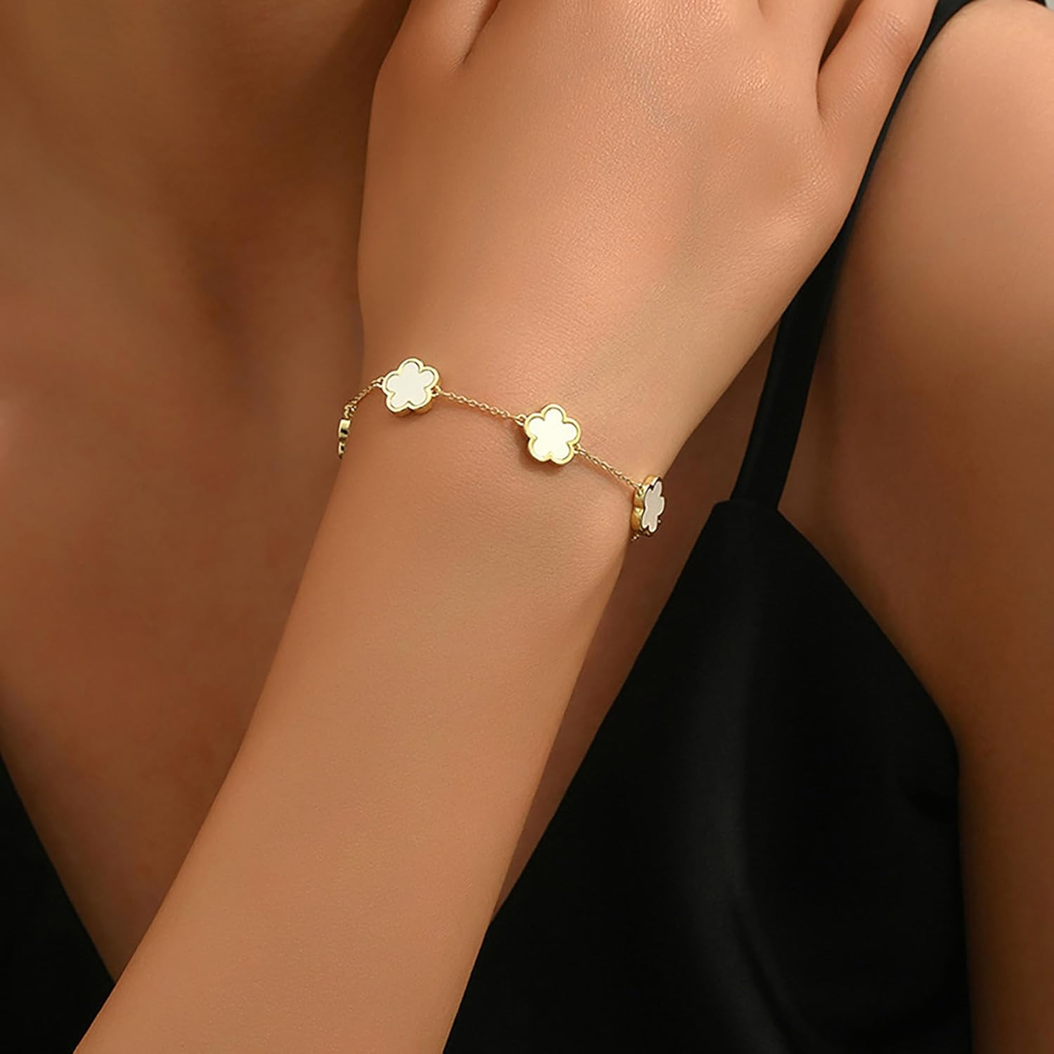 Pulsera trebol 4 hojas TICVSS mujer acero inoxidable chapado en oro 18K regalo