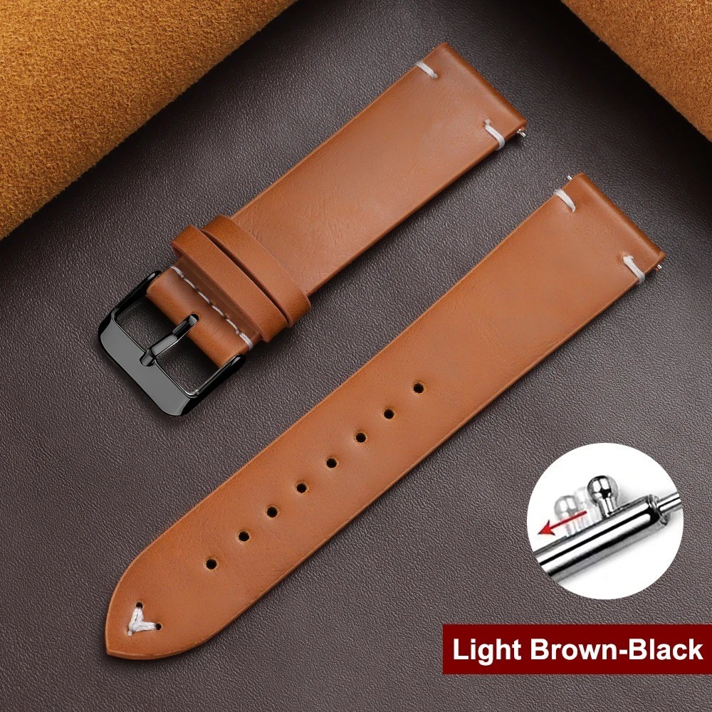 Retro Oil Wax Genuine Leather Watch Band 18 19 20 21 22 24mm Thin Cowhide Strap.