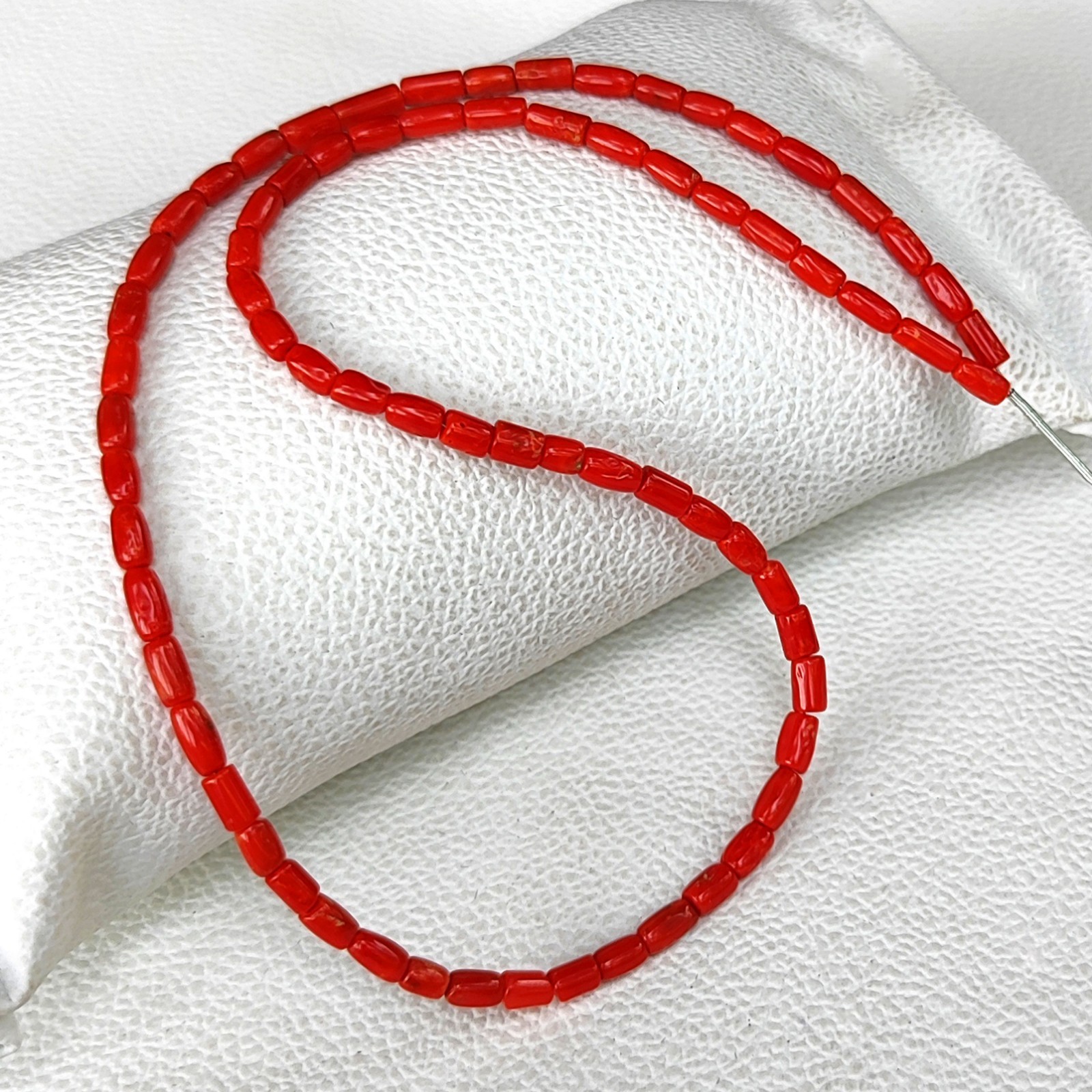 Italian Red Coral Gems 6-7mm Smooth Tube Pipe Spacer Beads 16″ Strand Jewelry