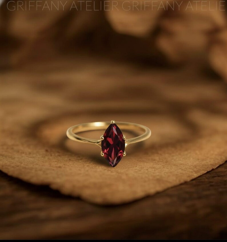 Lab Created Red Garnet Ring, Base Metal: Brass Finish: Gold Plated