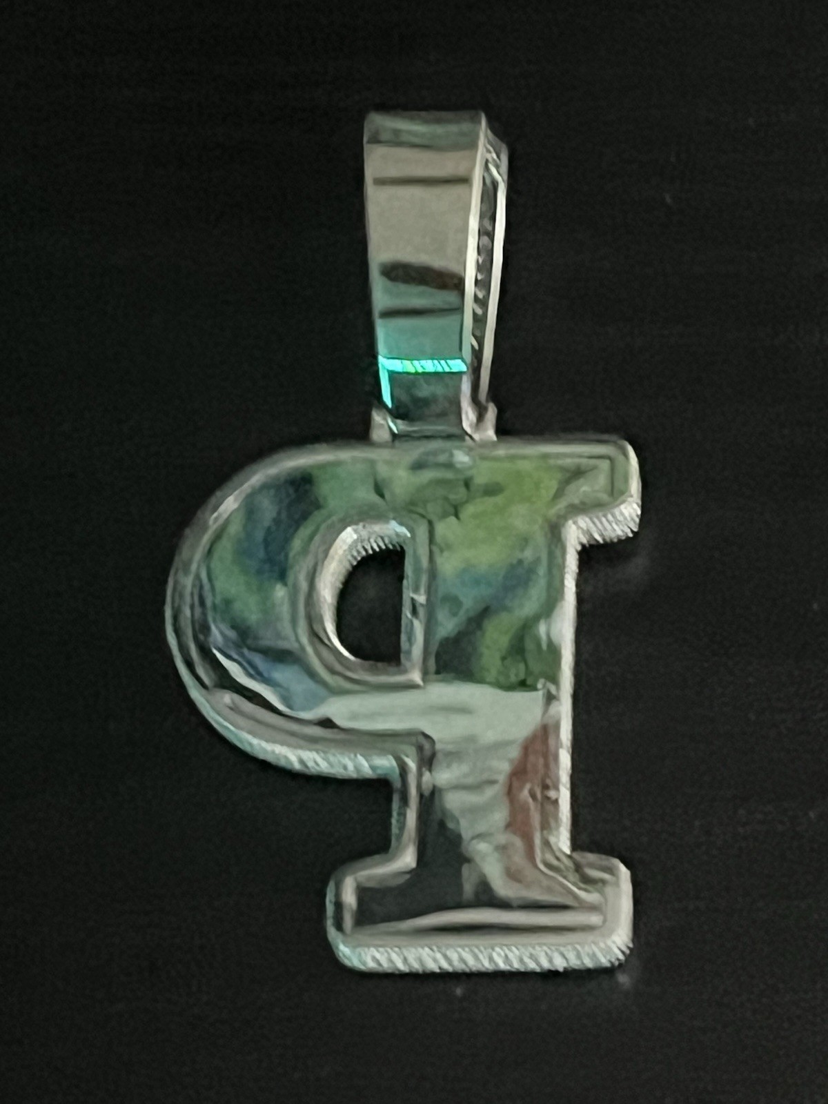 925 Silver Plated CZ Initial Pendant “P”