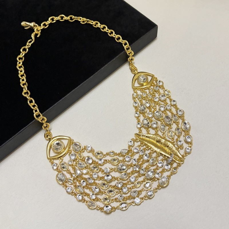 Schiaparelli Multi Strand Cz Necklace