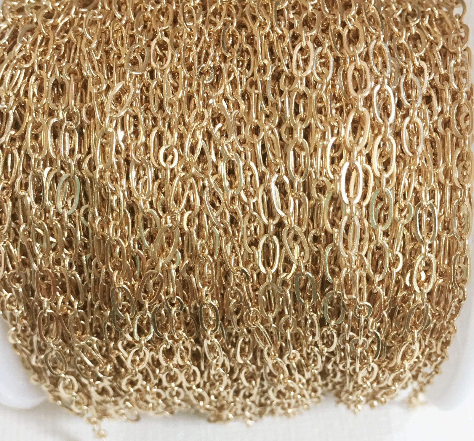 32ft spool of Light Gold plated Long and Short chain, bulk unfinished chain