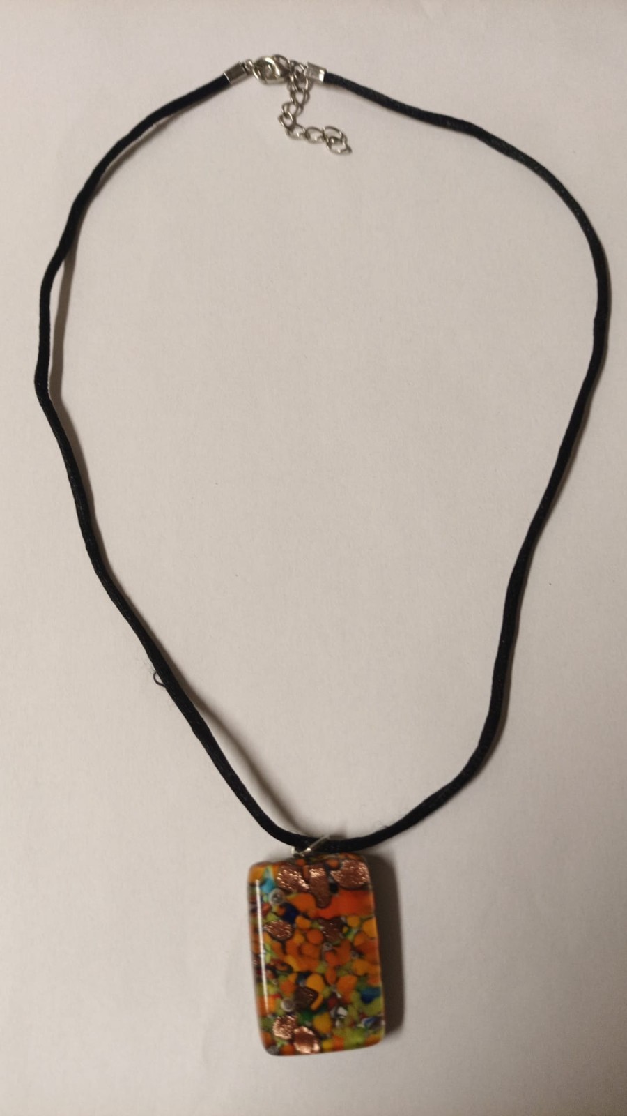 Vetro di Murano Italian Murano Art Glass Pendant Necklace w Black Floss