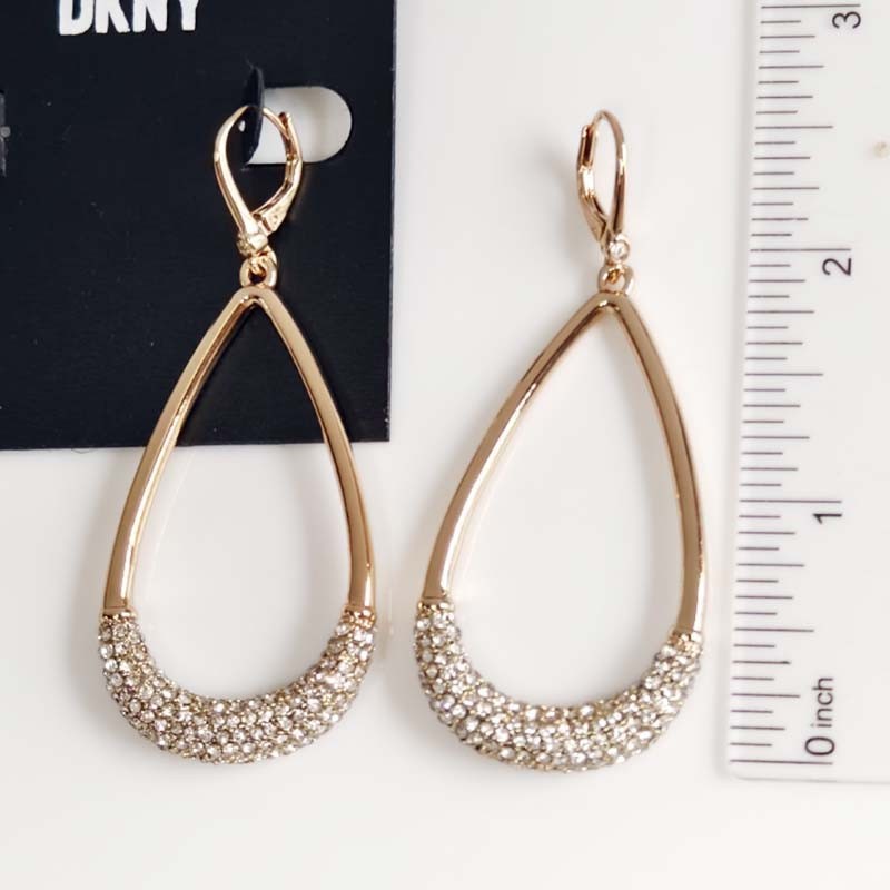 DKNY Crystal Teardrop Drop Statement Earrings Gift Women Party Vacation Jewelry