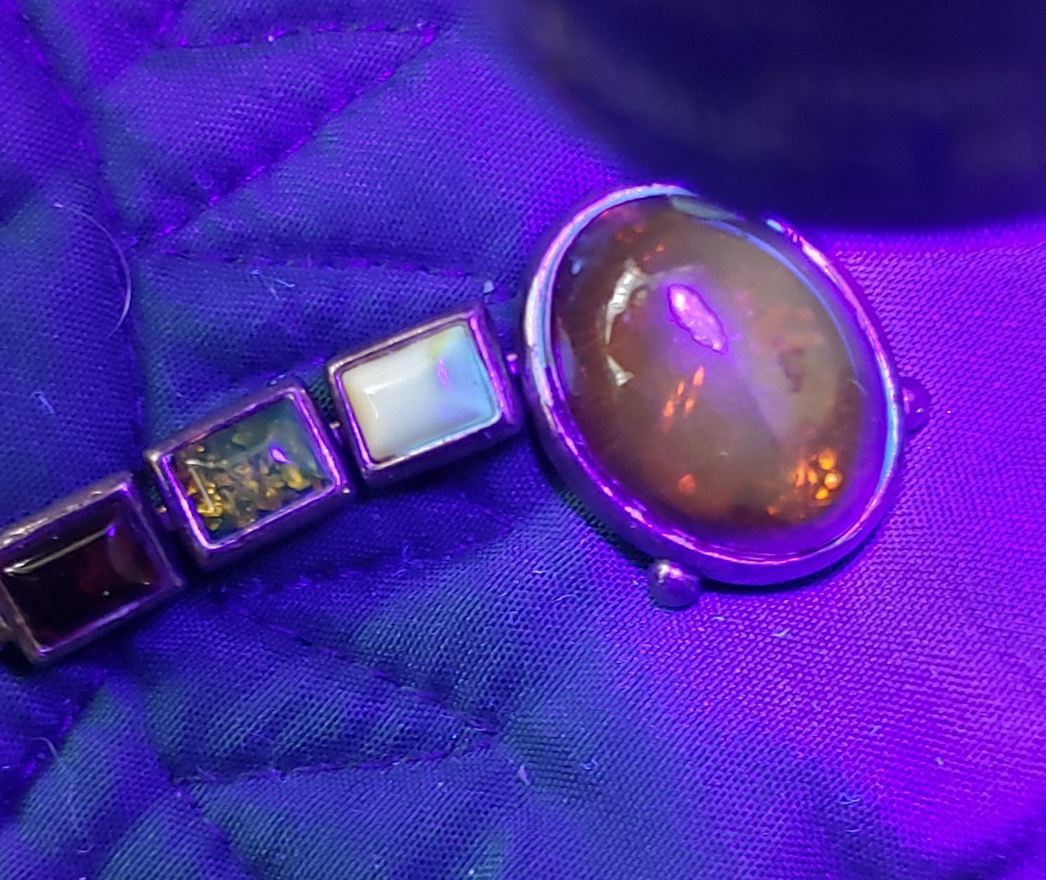 Vintage Baltic Amber Y Drop Necklace 925 Sterling Silver with other stones FAB!