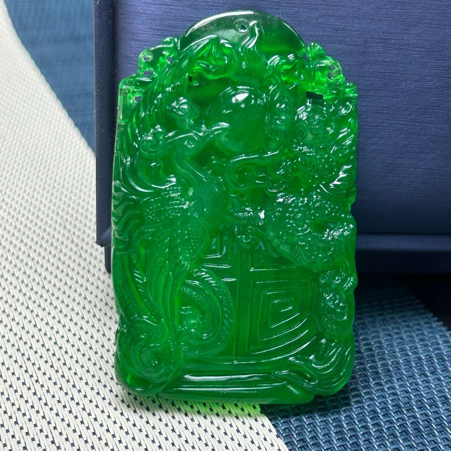 Natural ice green Burmese Jade Jadeite Carved Dragon Pendant&Necklaces