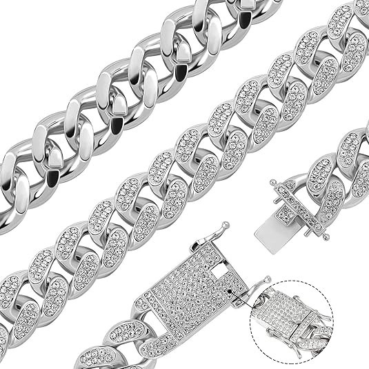 Cadenas de Titanium en Plata 925 Para Hombre Mujer Unisex Cadena Cubana Joyería
