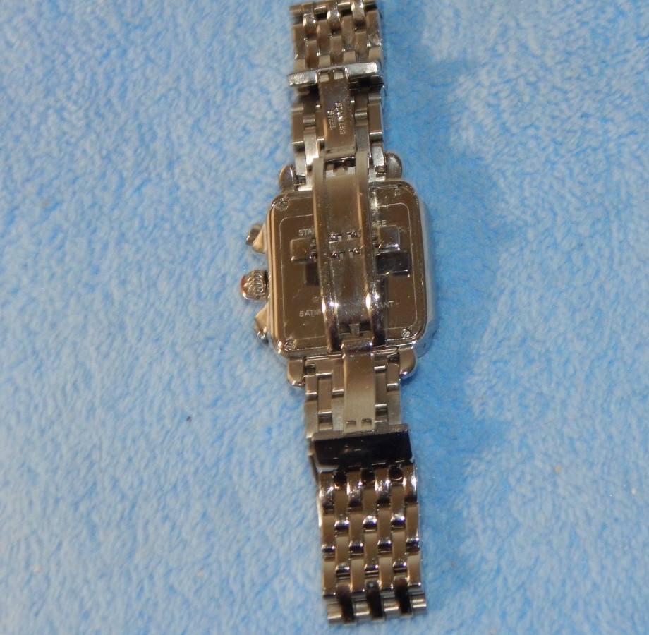 MICHELE Deco Diamond MW06A00 Chronograph Stainless Steel MOP 35mm Watch 50m
