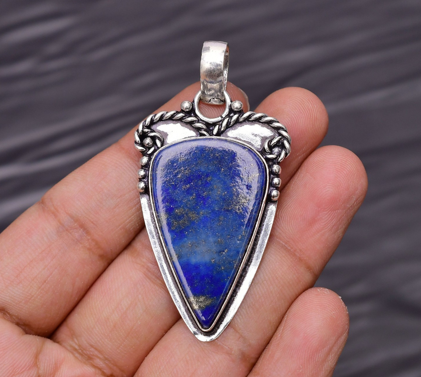 Lapis Lazuli Gemstone 925 Sterling Silver Jewelry Pendant 2.08″