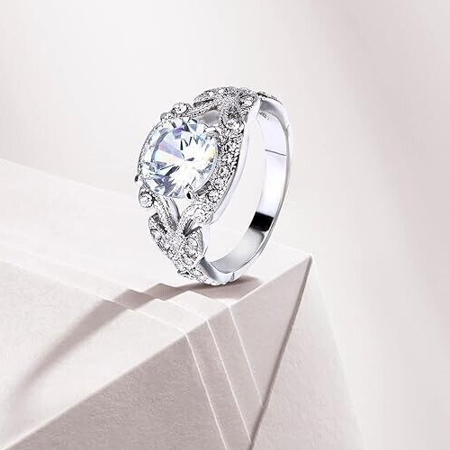 Authentic Vintage Style Engagement Ring Silver Plated 1.95 CT Simulated Diamond