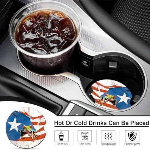 2 Pack Car Cup Holder Coasters 2.75″ Universal Size Anti Slip Dragon and Skulls
