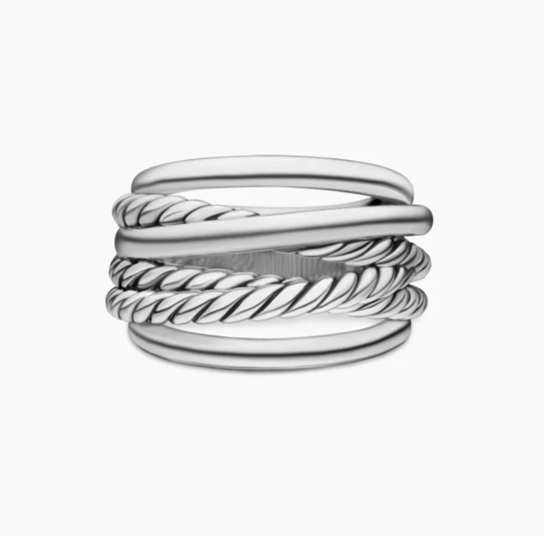 David Yurman Silver Crossover Ring 14.7mm Size 7