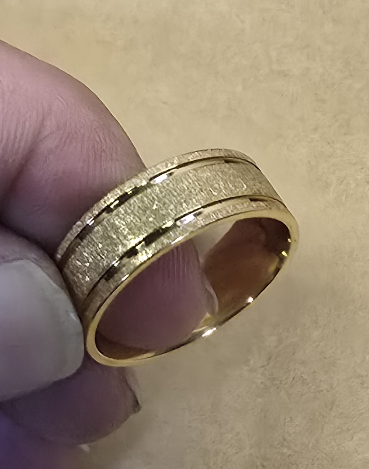 Gold Tungsten Wedding Band Ring Men Sandblasted Frosted Groove Size 10 8mm