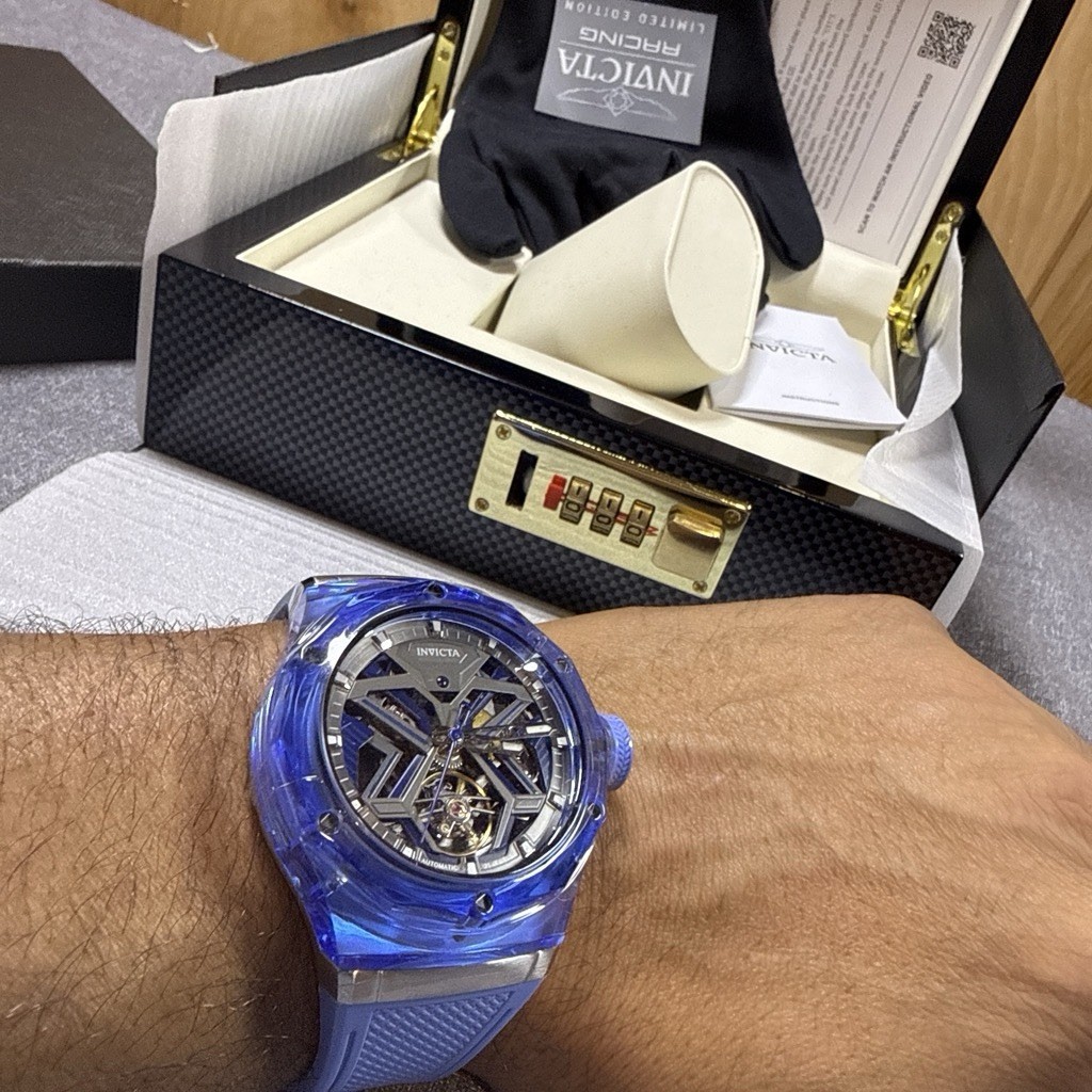 Invicta Celestial Orbitha 69543 Automatic Skeleton Blue K9 Case 45mm #automatic