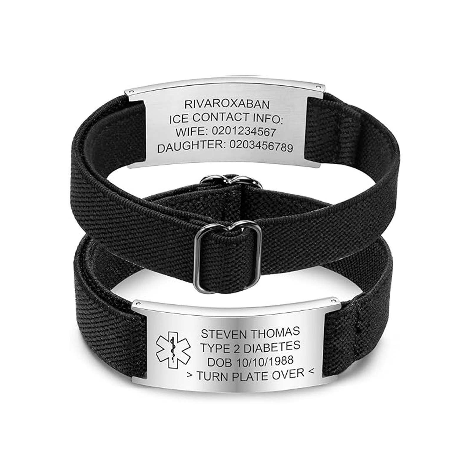 Free Engraving Personalized Medical Alert Bracelet Stainless Steel Wristband