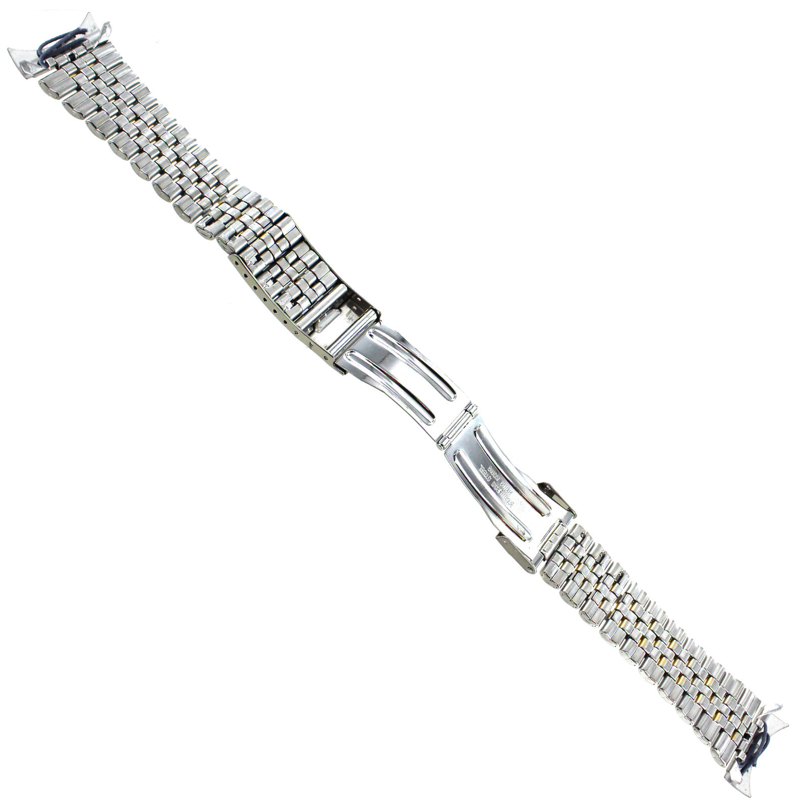 22mm Milano Curved Two-Tone Stainless Mens Safety Fold Over Clasp Band 156970