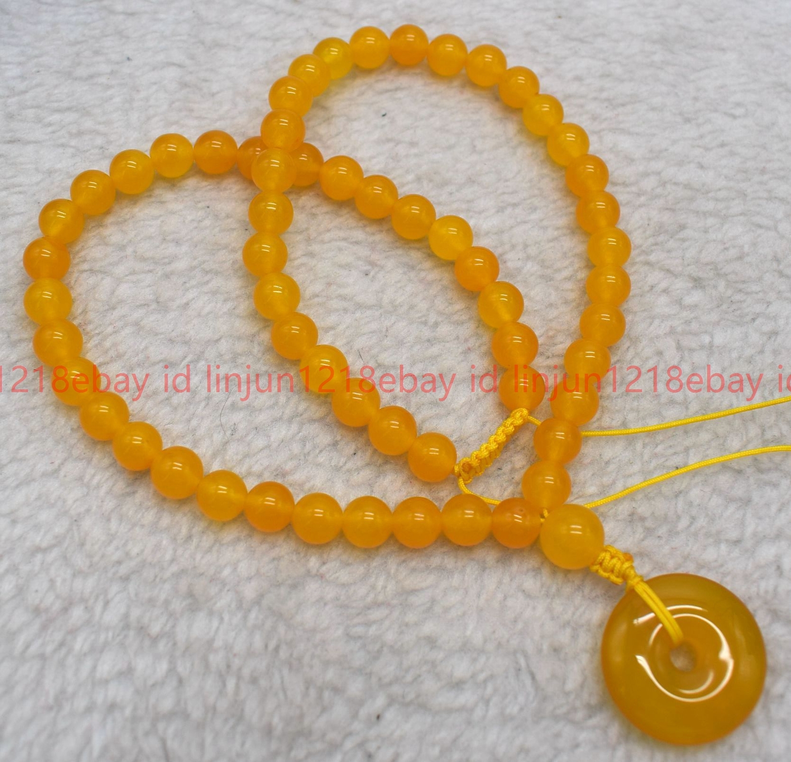 Pretty Natural 6/8/10mm Yellow Jade Round Gemstone Bead Pendant Necklace 16-24in
