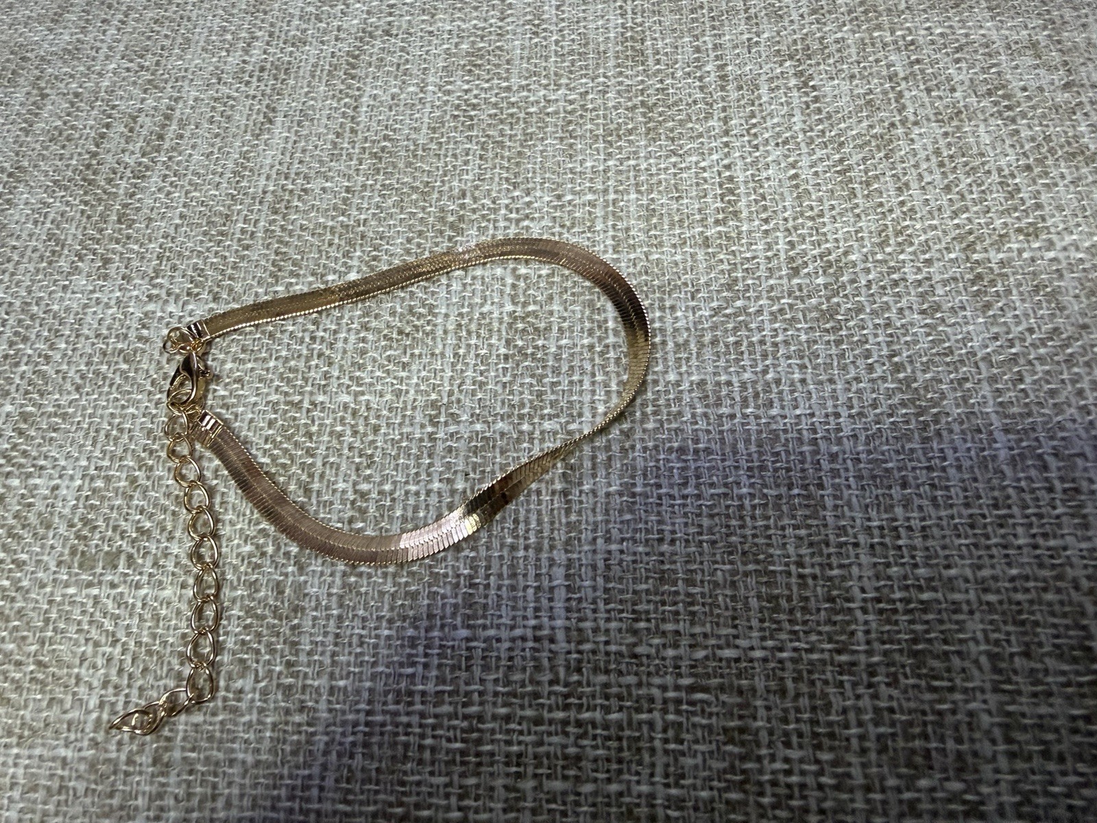 Gold Tone Snake Chain Bracelet, Adjustable, Lobster Clasp, Metal, No Stone