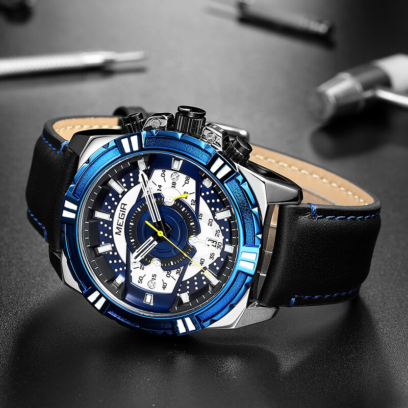 MEGIR Mens Watches Top Brand Luxury Quartz Watch Men Causal Waterproof Chronogra