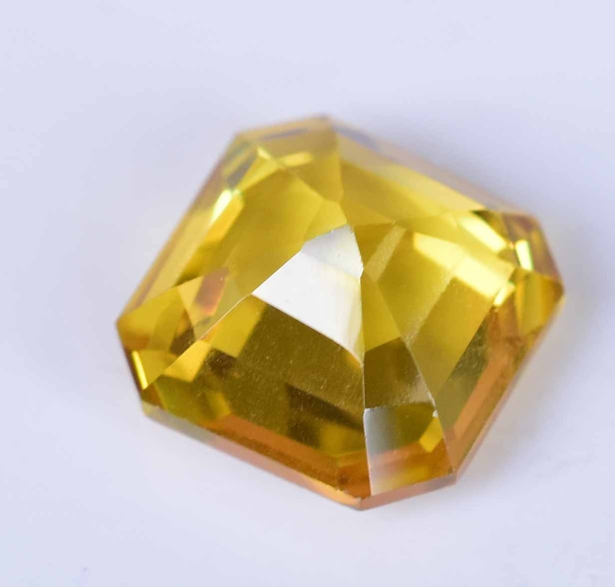 Natural Ceylon Yellow Sapphire 3.40 Ct Flawless Asscher Certified Loose Gemstone