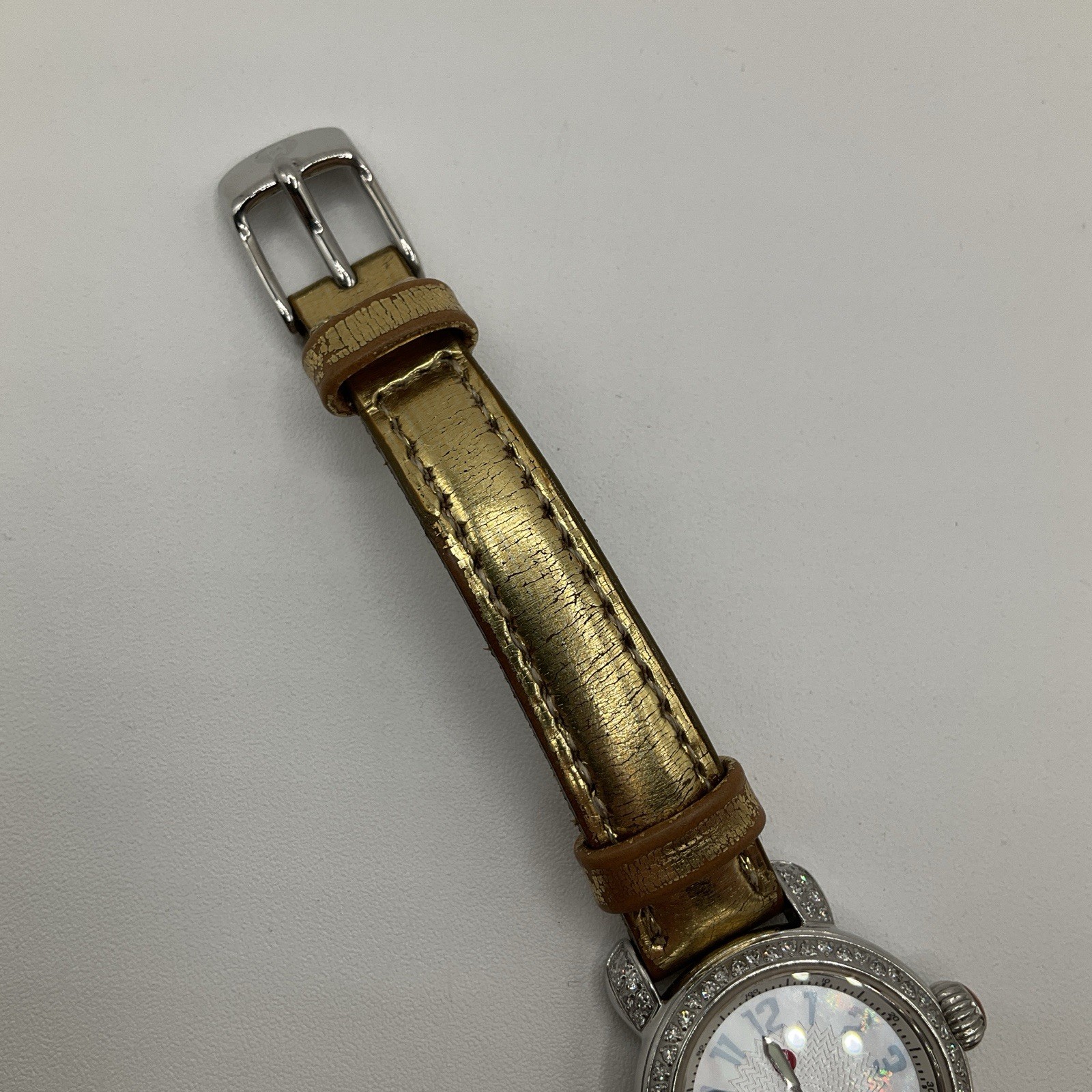 Michele CSX Diamond Bezel Wrist Watch 71-2600 With 3 Extra Bands Gold Pink White