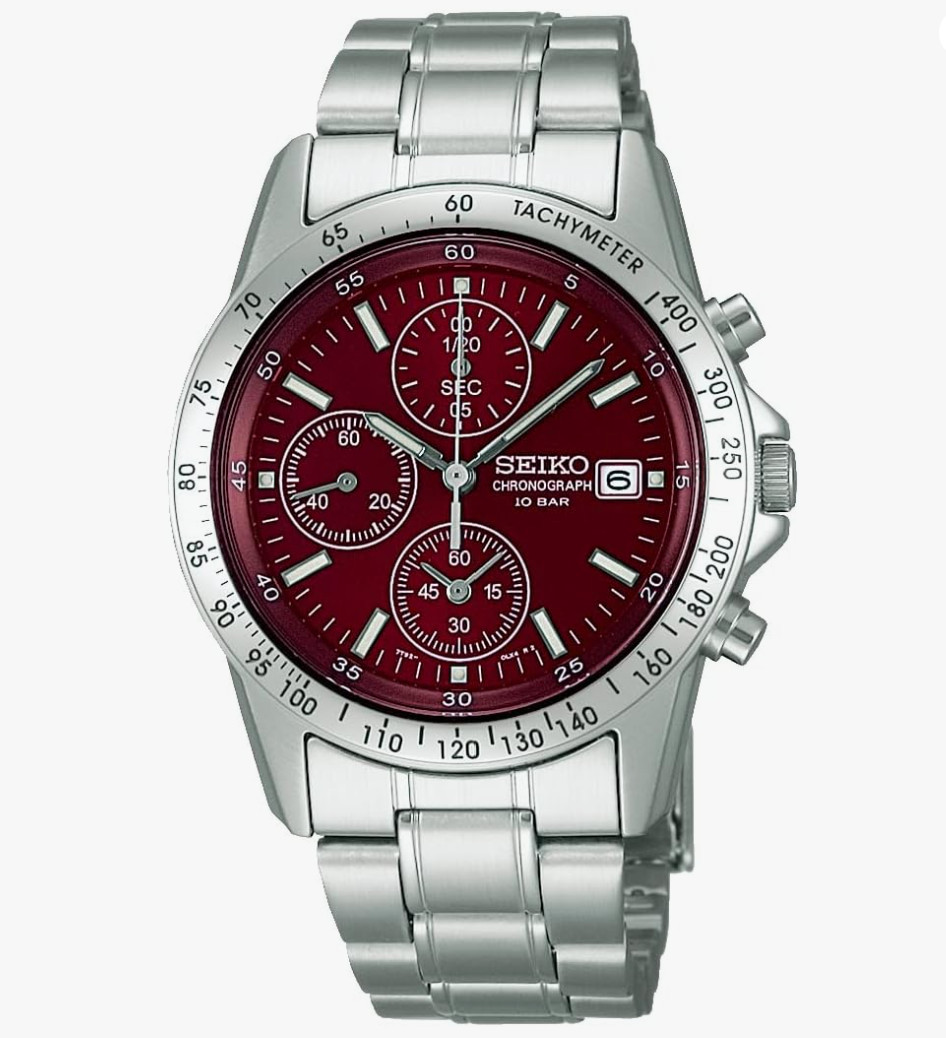 SEIKO Spirit SBTQ045 Red Dial Chronograph Watch NEW in Box