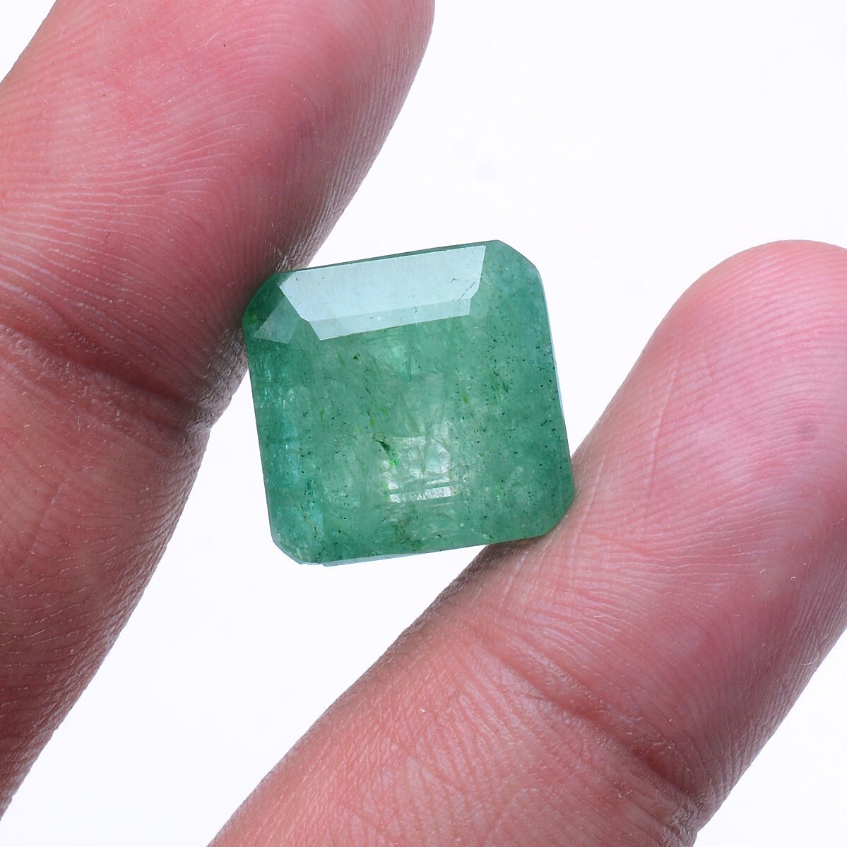 13.50 Cts Natural Brazilian Emerald 14mm Cushion Cut Stunning Ring Size Gemstone