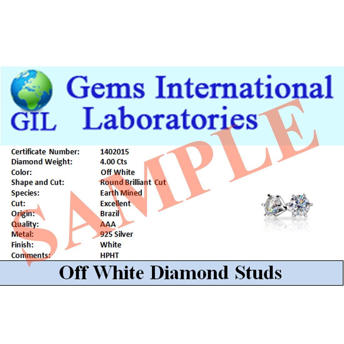 2.50 Ct Certified Off White Diamond Solitaire Studs 925 Silver Great Shine
