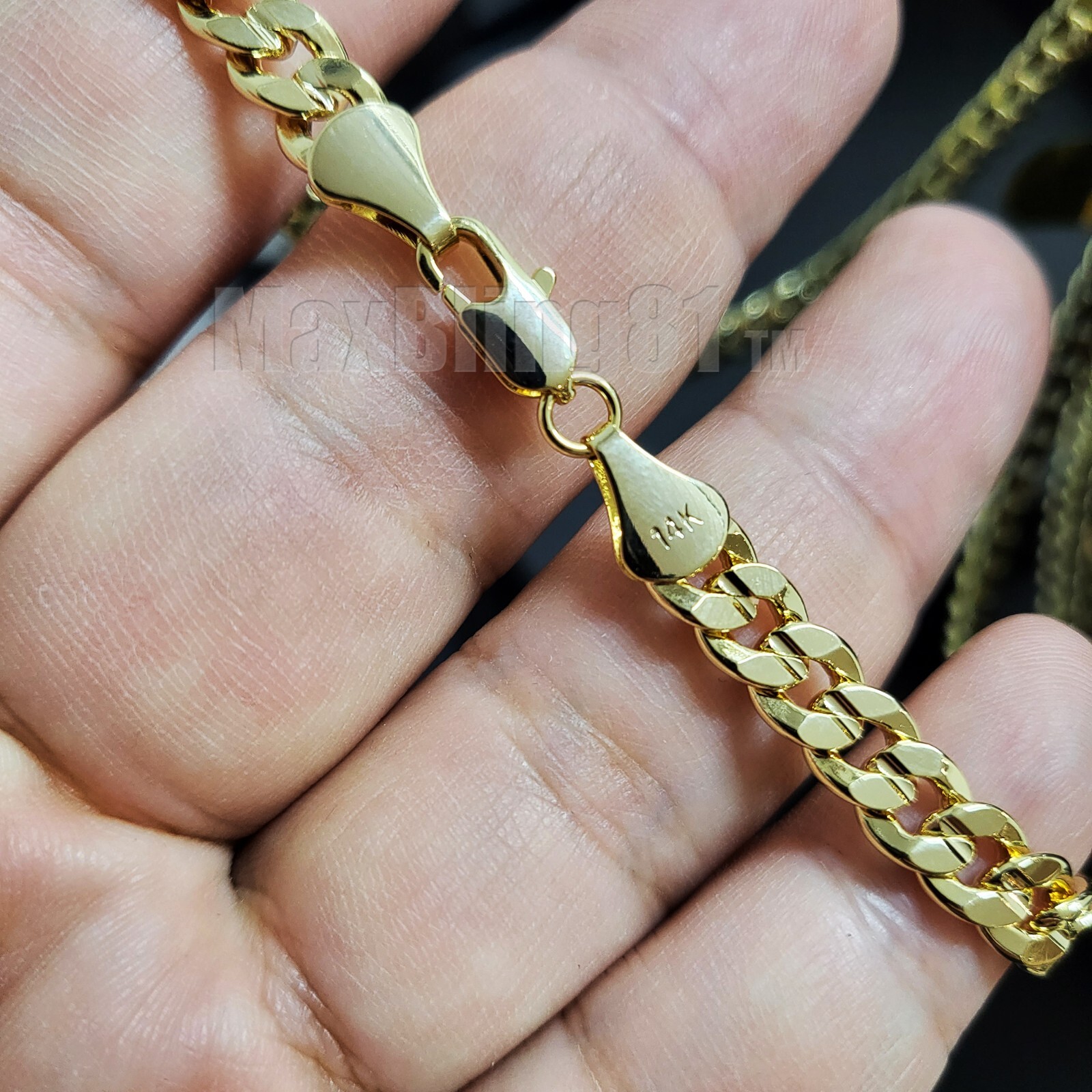 Premium 14K Stamped Gold plated 4~10mm Brass Miami Cuban Chain Bling Necklace