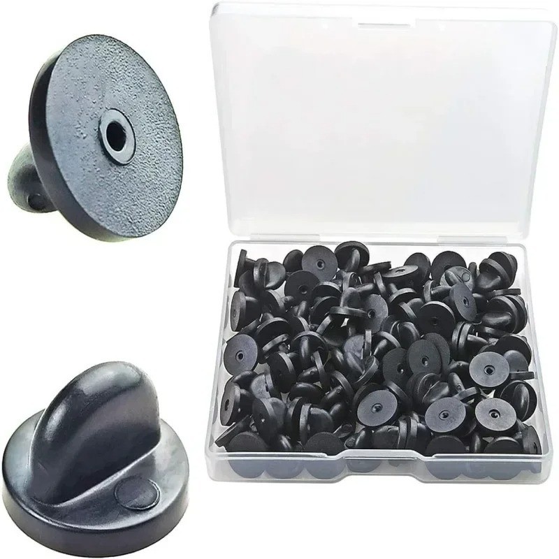 500-50pcs Black PVC Rubber Pin Backs Butterfly Clutch Tie Tack Lapel Holder Clas