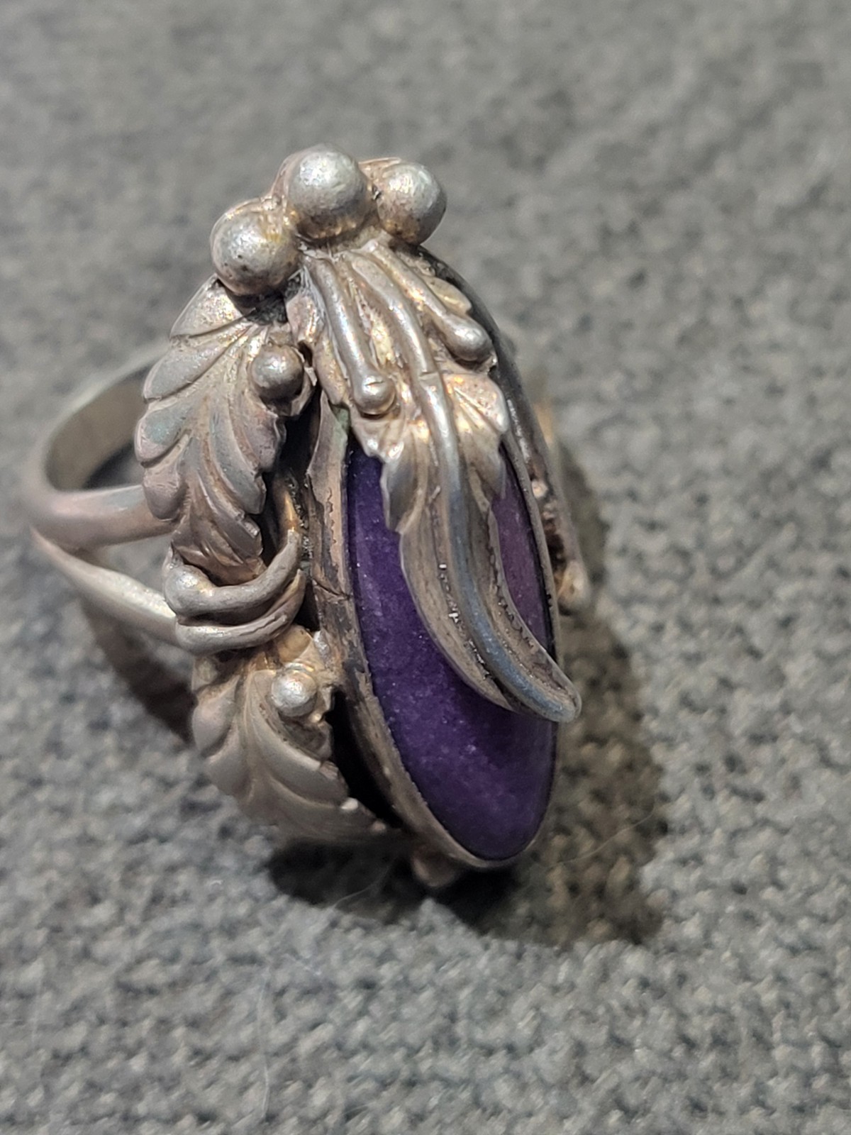 GEORGE NAKAI Navajo Sterling Silver Sugilite Ring Native American Leaf Sz 6 3/4