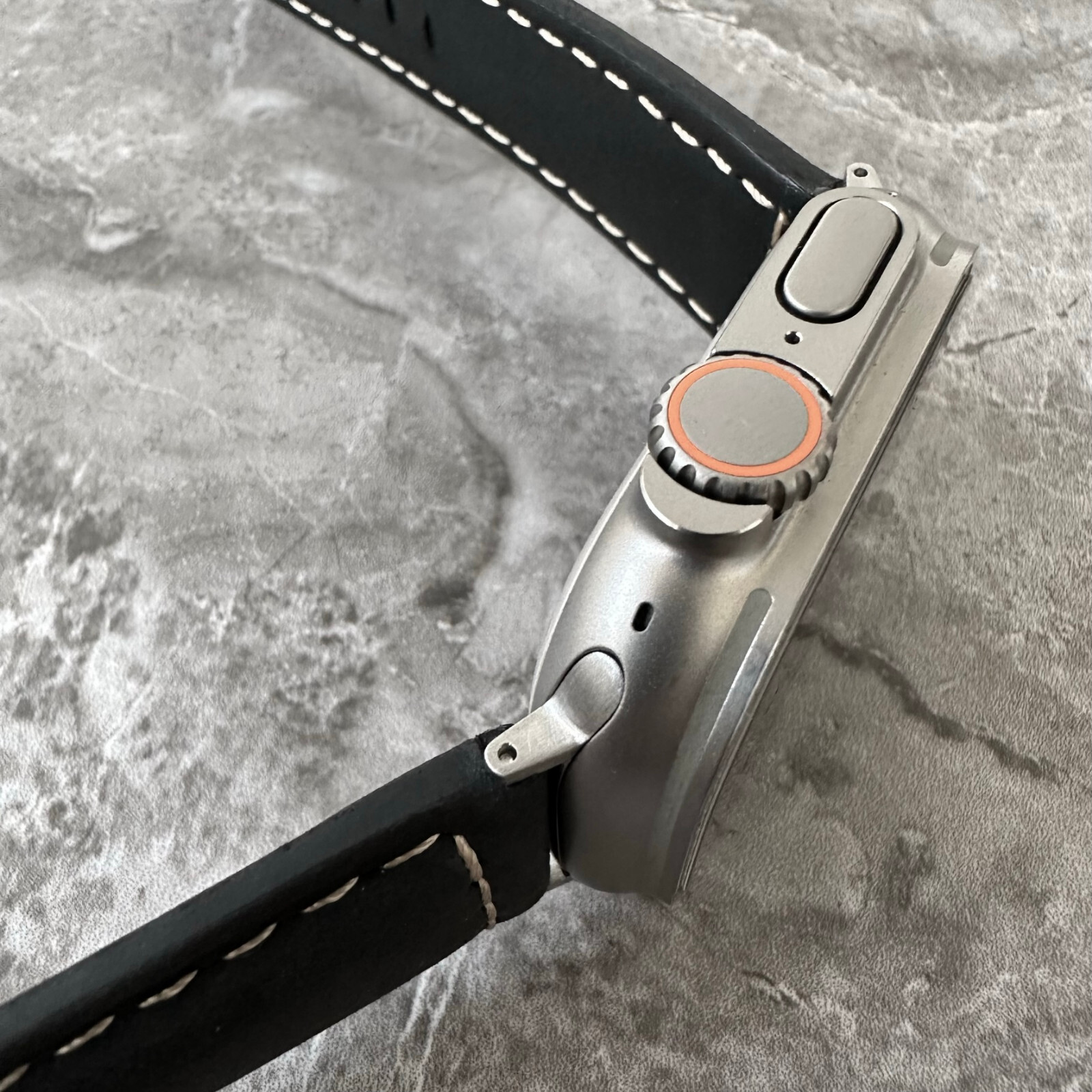 Black Suede Padded Leather Watch Strap Band For NEW Apple Watch Ultra 1 2 49mm