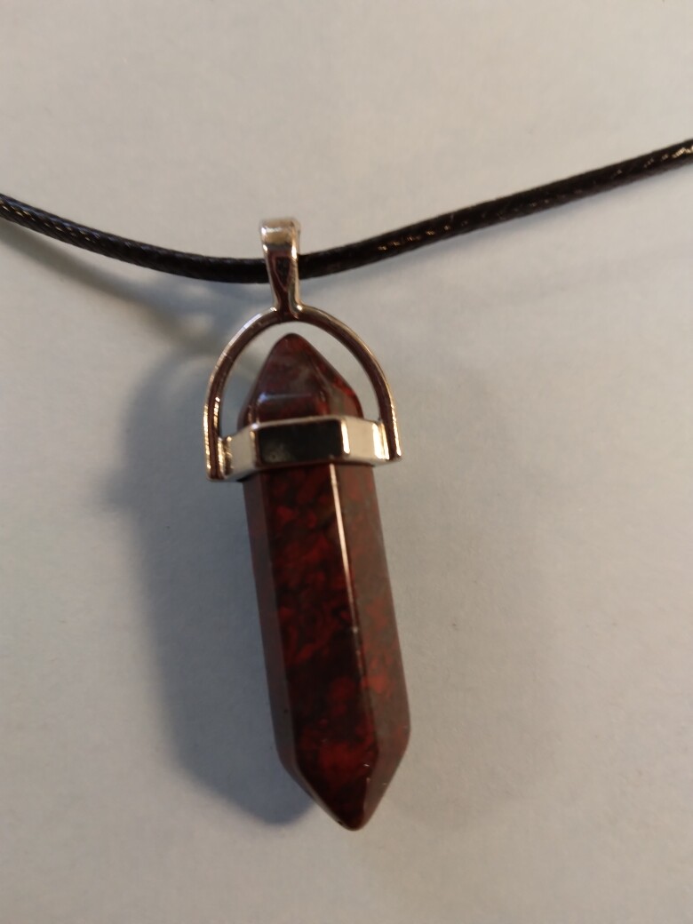 Dark Red Gemstone on 17 1/2 – 19 1/2 inch Black Cord type necklace 249222