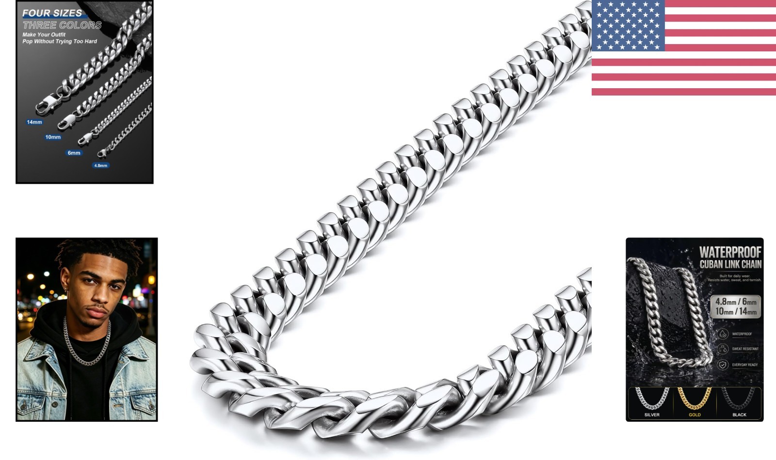 Luxury Stainless Steel Cuban Link Chain 26″ – Stylish & Waterproof Necklace