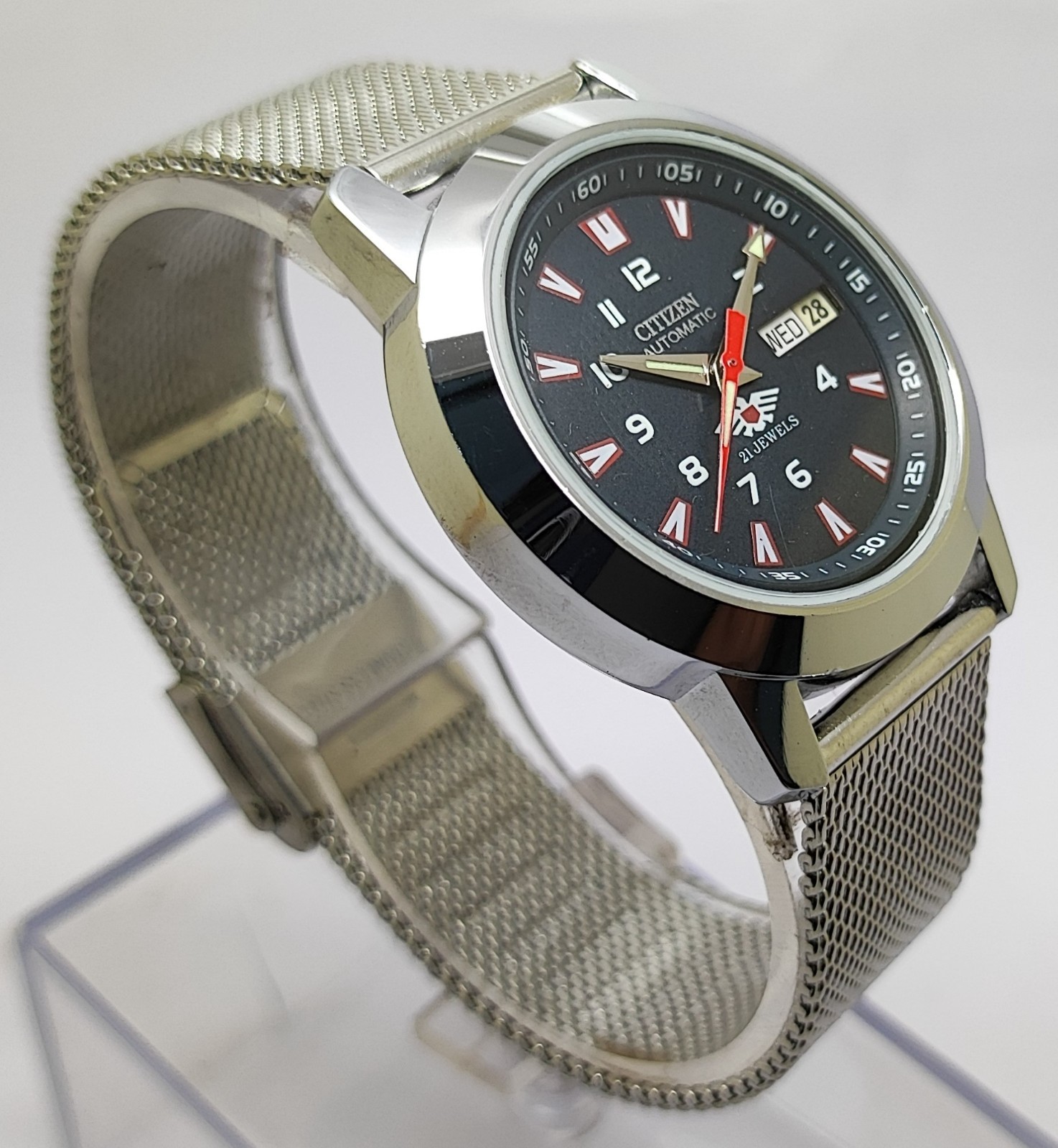 Refurbished Automatic Men’s Watch Day Date | Classic Vintage Style Steel Strap