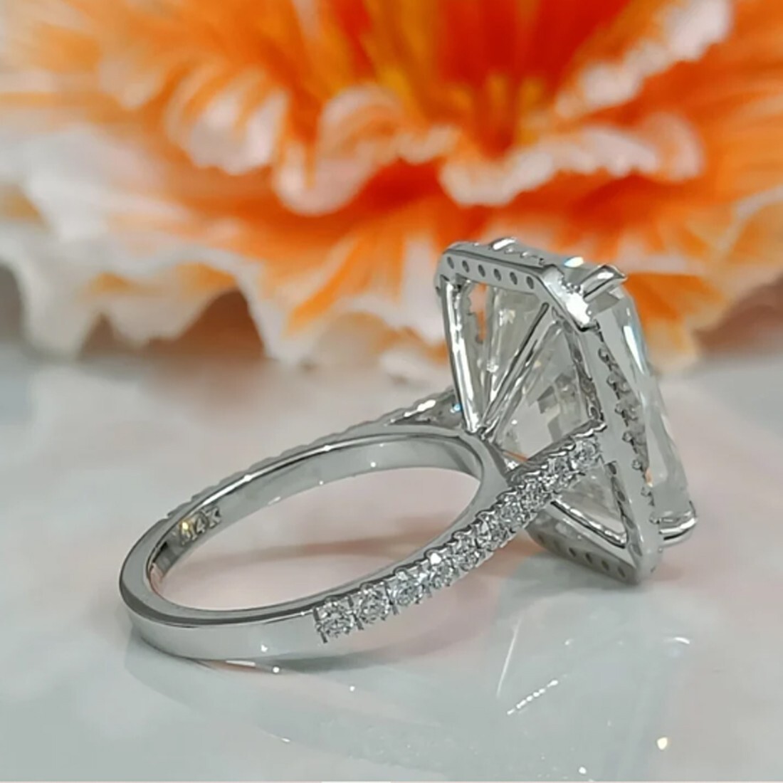 3.95 Ct Certified Radiant Cut Solitaire Off White Diamond 925 Silver Ring