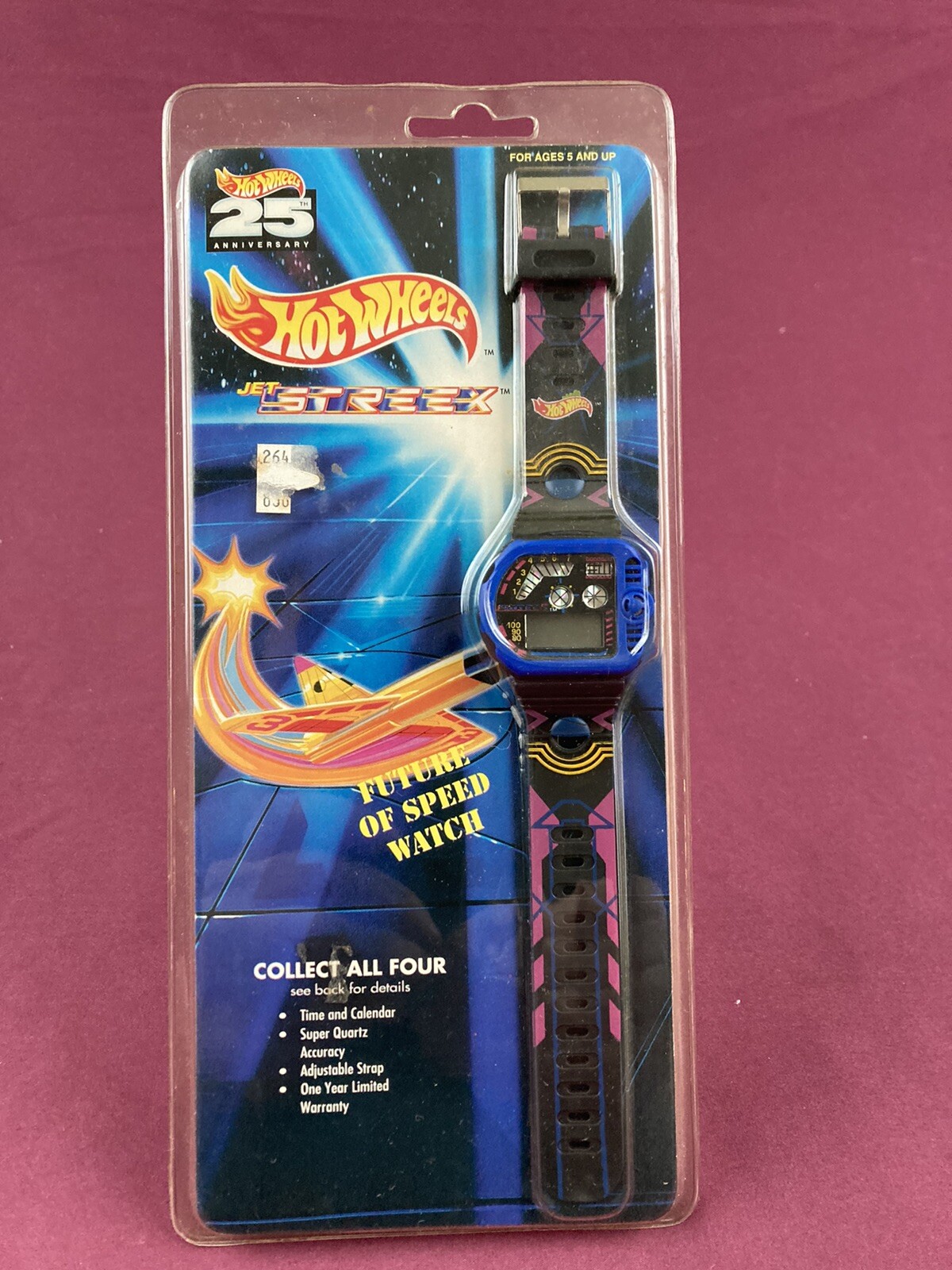 Vintage Hot Wheels 25th Anniversay Digital Wrist Watch Jet Streex Band NIB