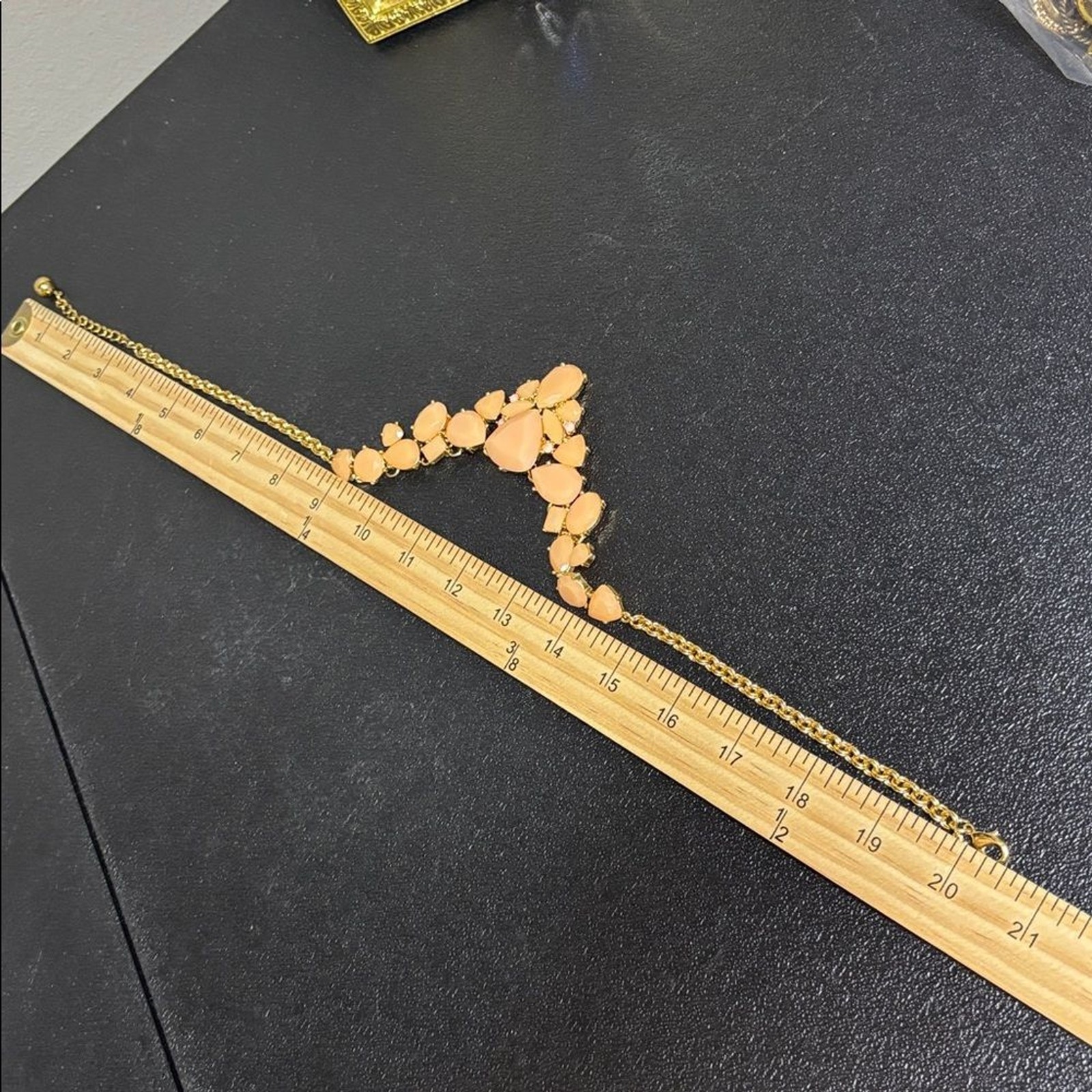 Kate Spade Chunky Peach Stone Statement Necklace in 12k gold-plated metal