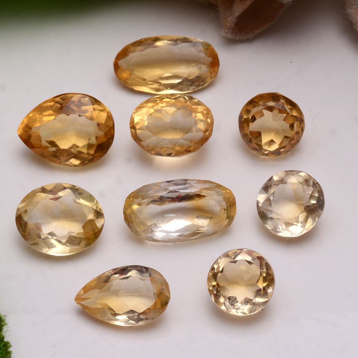Set Of 9 Pcs Natural Golden Citrine 8mm-15mm Mix Faceted Cut Loose Gemstones Lot