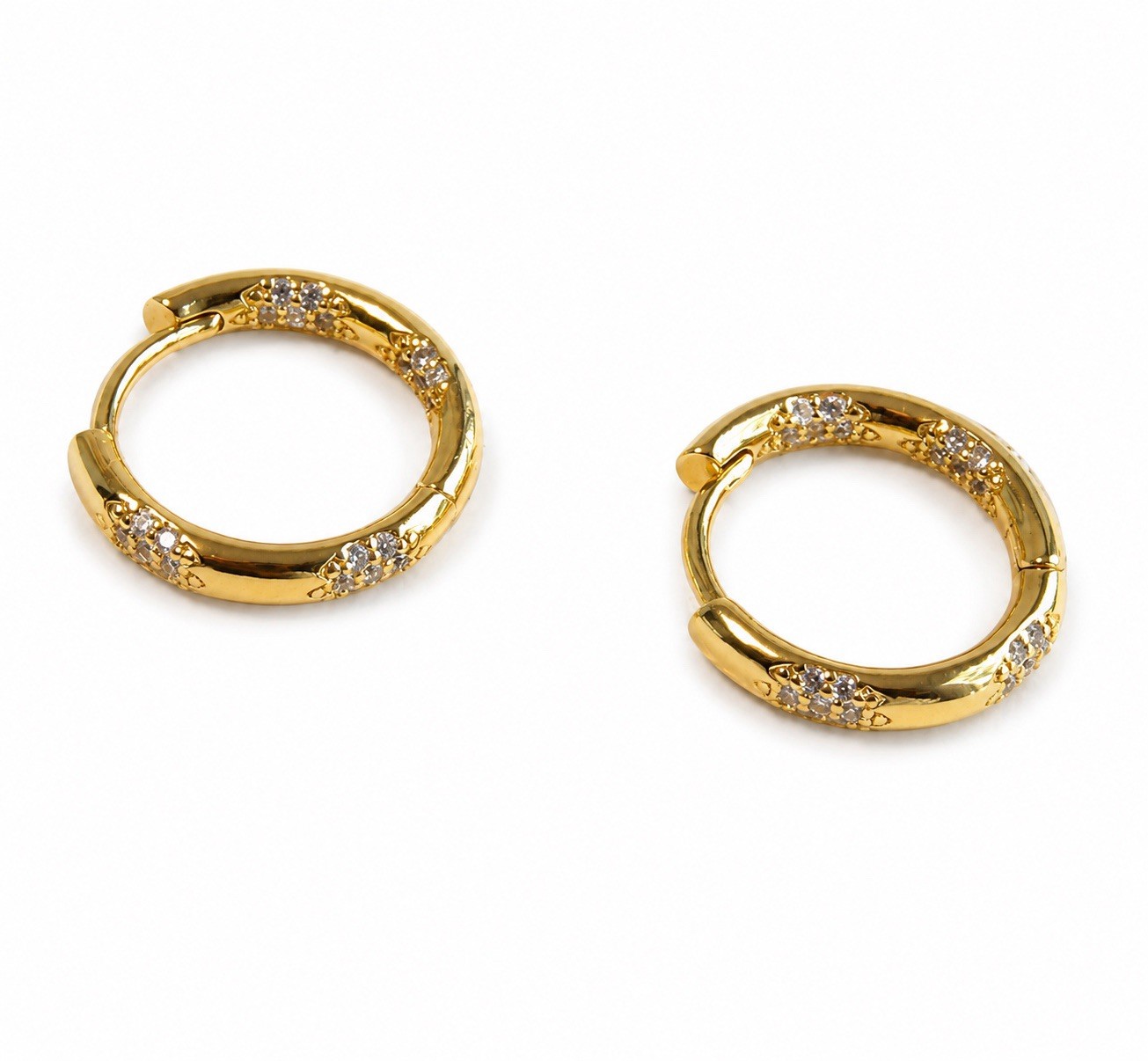 18K Gold Plated CZ Huggie Hoop Earrings Minimalist Sparkling Huggie Hoops 463