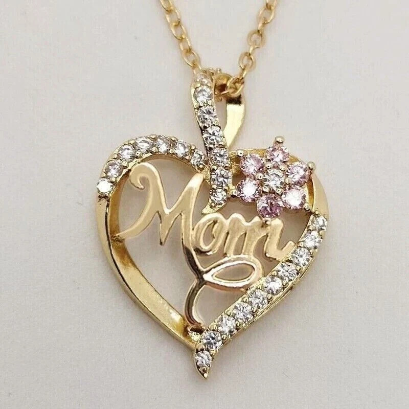 0.8Ct Round Diamond Mother’s Day Mom Gift Pendant 14K Yellow Gold Plated