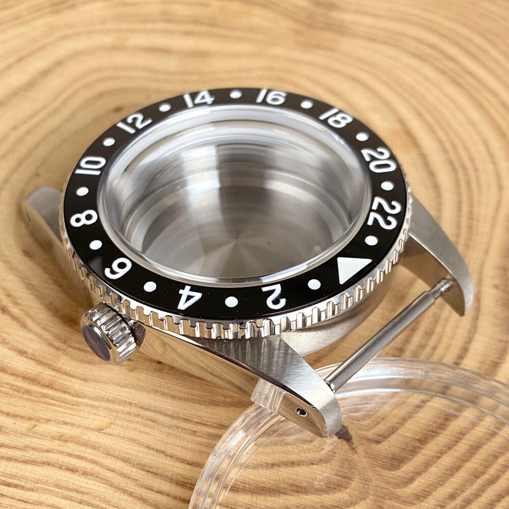 38mm Stainless Steel Brushed 200M Diver Watch Case Fit NH34 GMT NH35 Sapphire