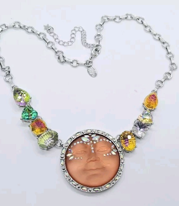Kirks Folly Necklace Cosmic Bliss Empress Seaview Moon Silver tone Set 2pc