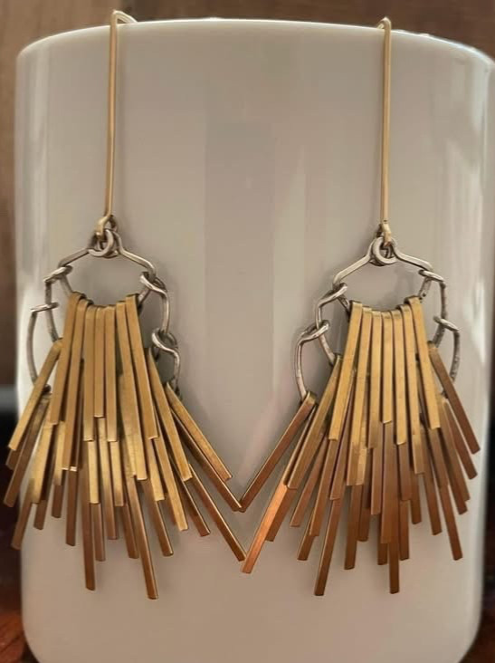 NEW REFINED BASICS – BRONZE & STERLING SILVER PRISM EARRINGS