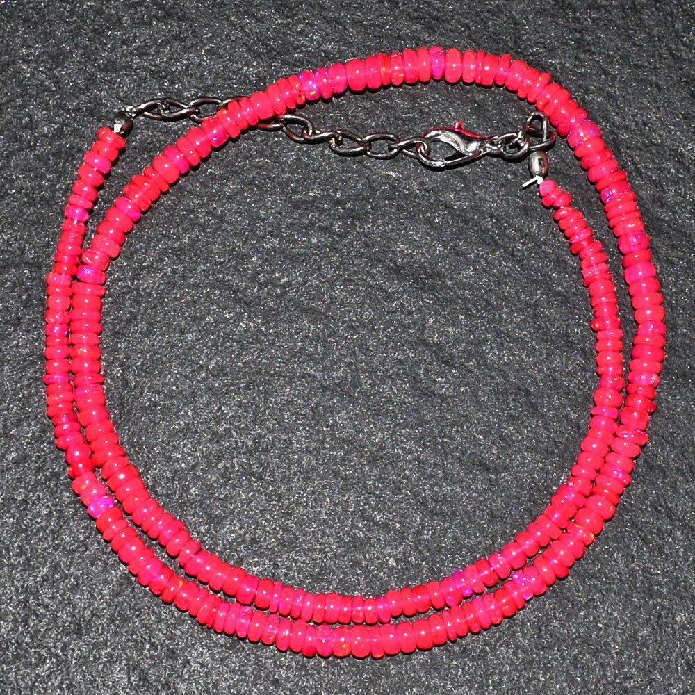 Most Amazing Pink Ethiopian Opal 36.00 Cts Beaded Beautiful Necklace VK 41 E593